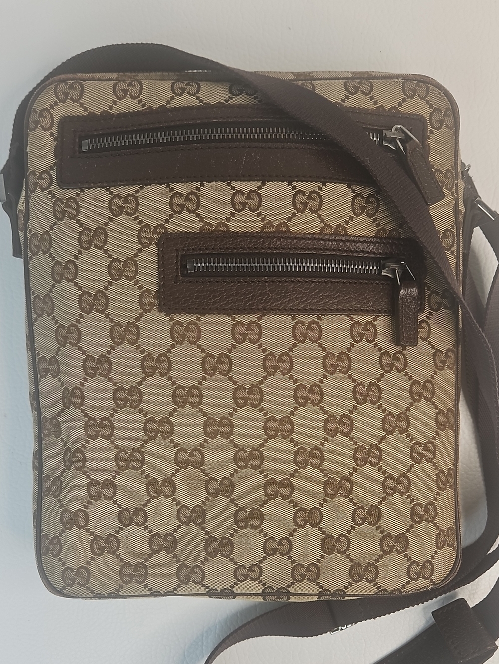 Authentic Gucci GG Supreme Canvas Messenger Crossbody Bag Beige Brown - Picture 3 of 14